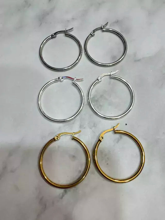 Aros acero dorado forma redonda X docena