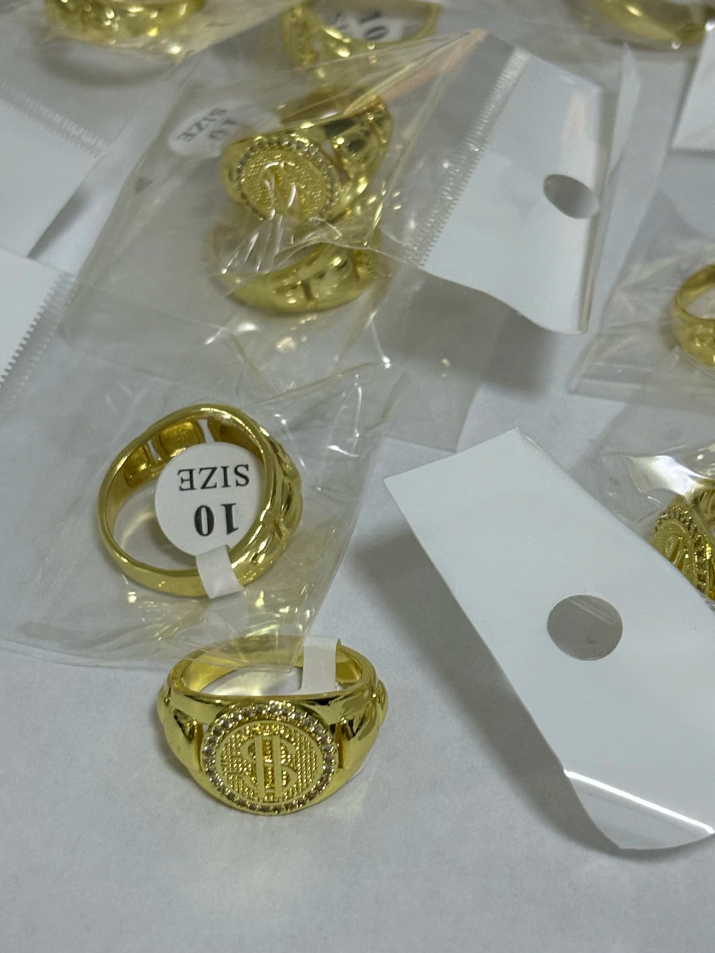 12-Anillos de acero dorado (7-13size)