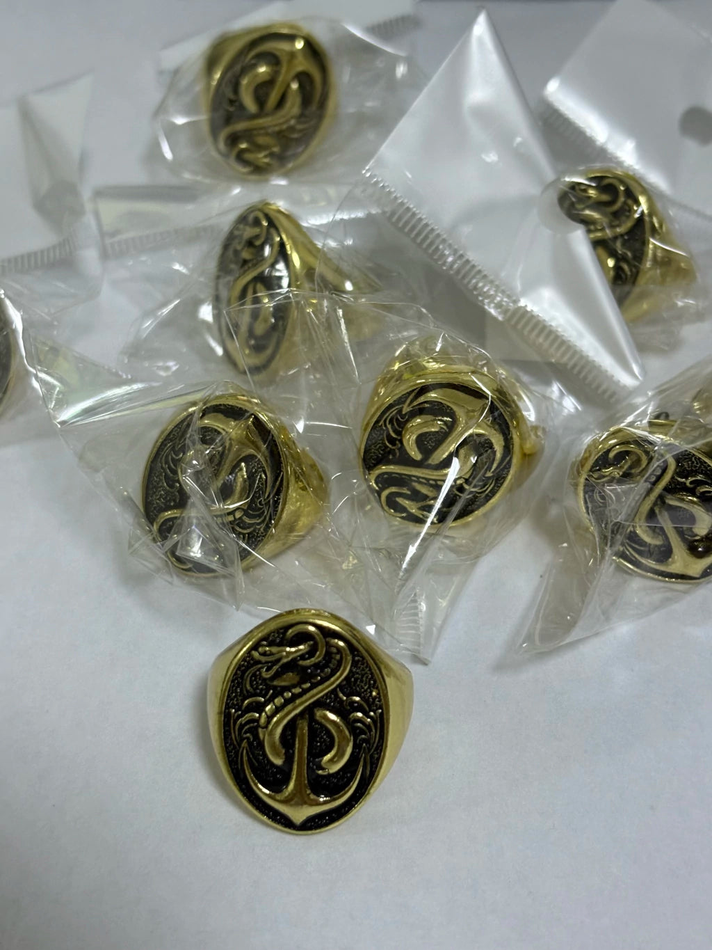 11-Anillos de acero dorado (7-13size)