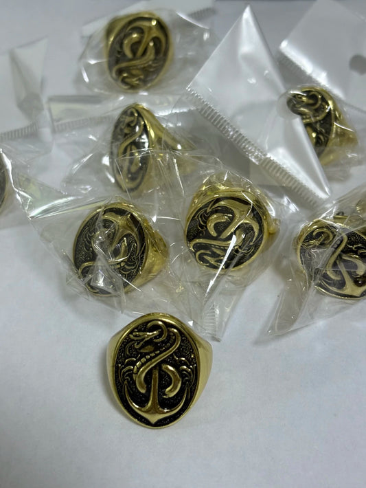 11-Anillos de acero dorado (7-13size)