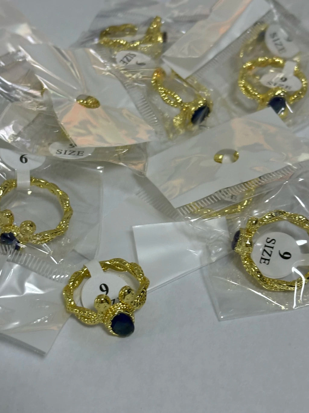 9-Anillos de acero dorado (7-13size)