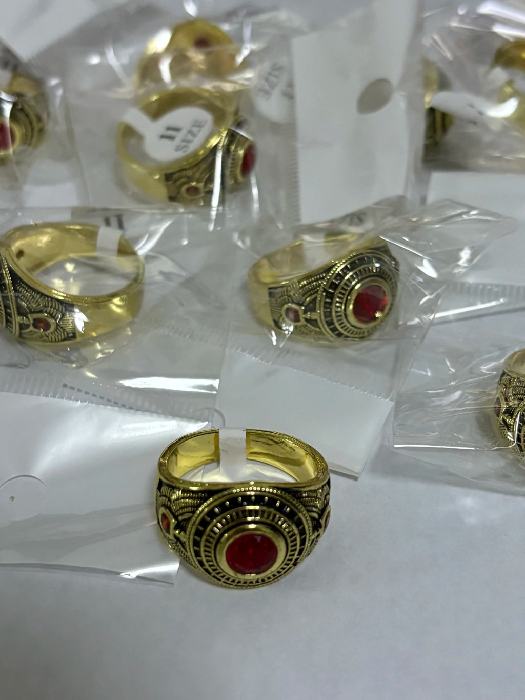 8-Anillos de acero dorado (7-13size)