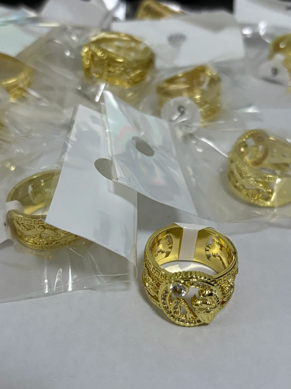 7-Anillos de acero dorado (7-13size)