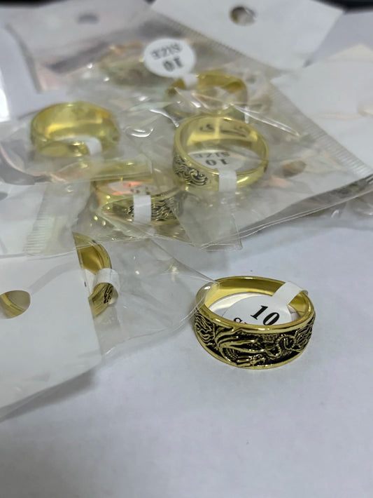 6-Anillos de acero dorado (7-13size)