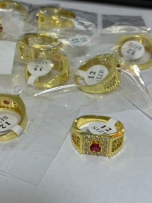 5-Anillos de acero dorado (7-13size)