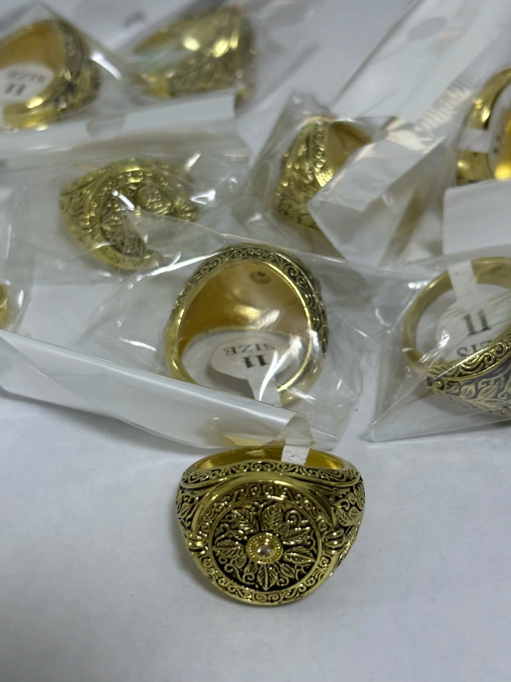 4-Anillos de acero dorado (7-13size)