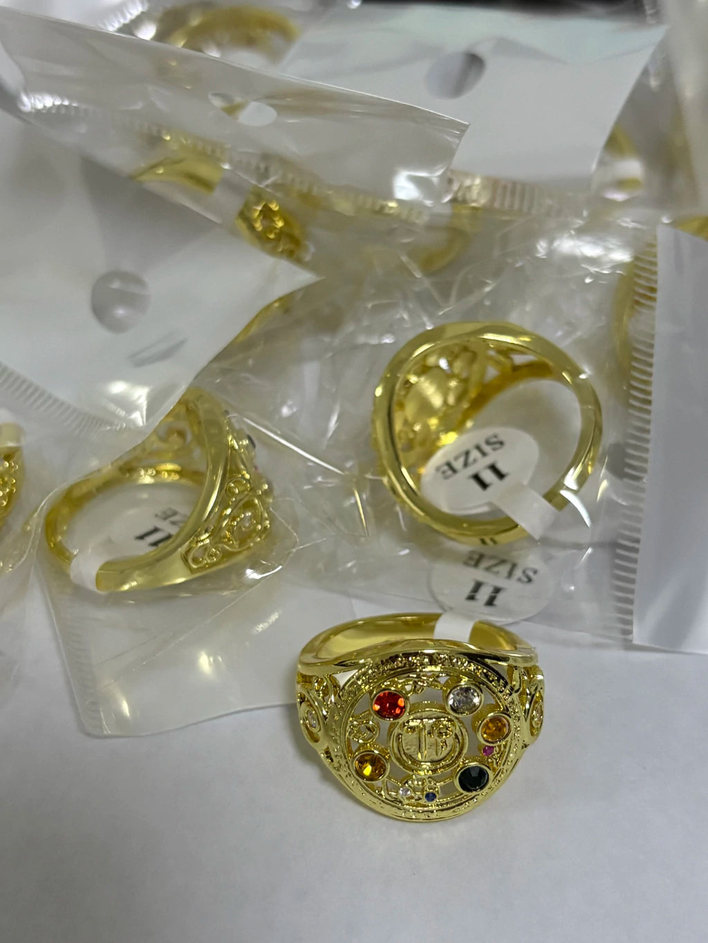 3-Anillos de acero dorado (7-13size)