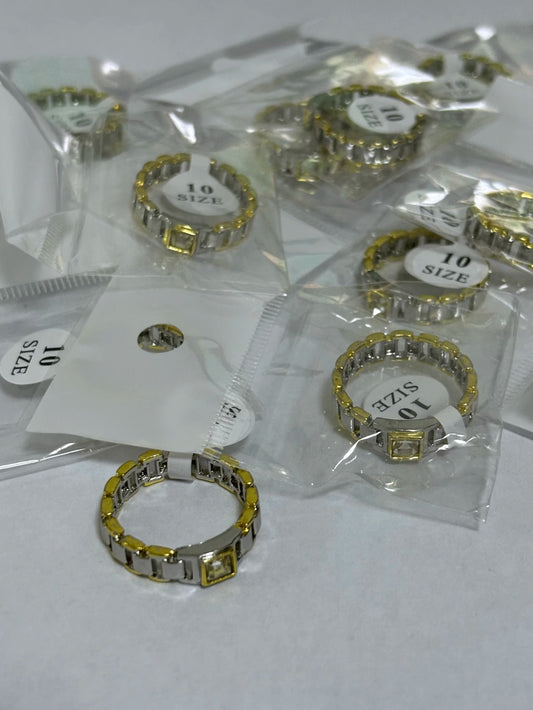 2-Anillos de acero dorado (7-13size)