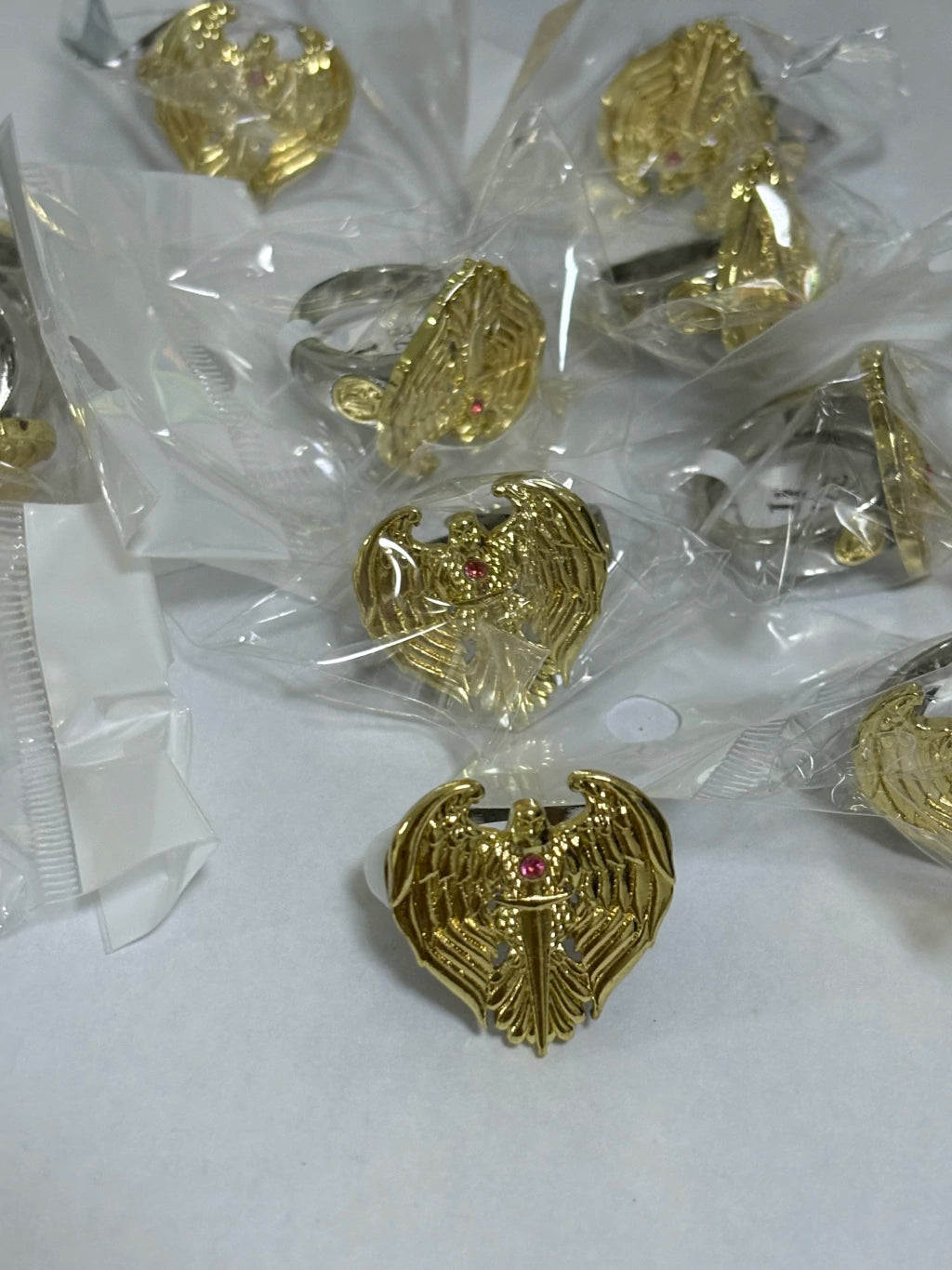 1-Anillos de acero dorado (7-13size)
