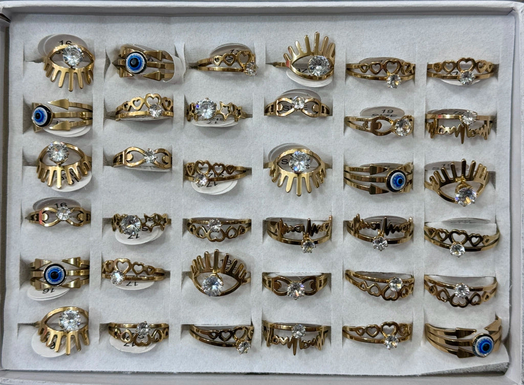 -26 Anillos por caja acero dorado