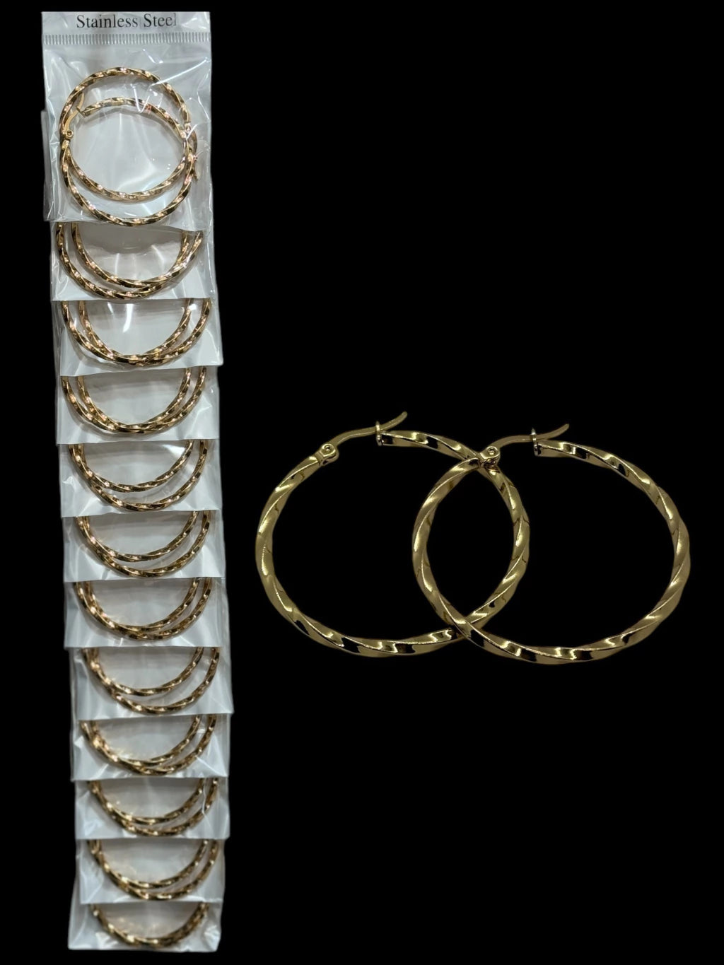 -11 Argollas forma trenza acero dorado