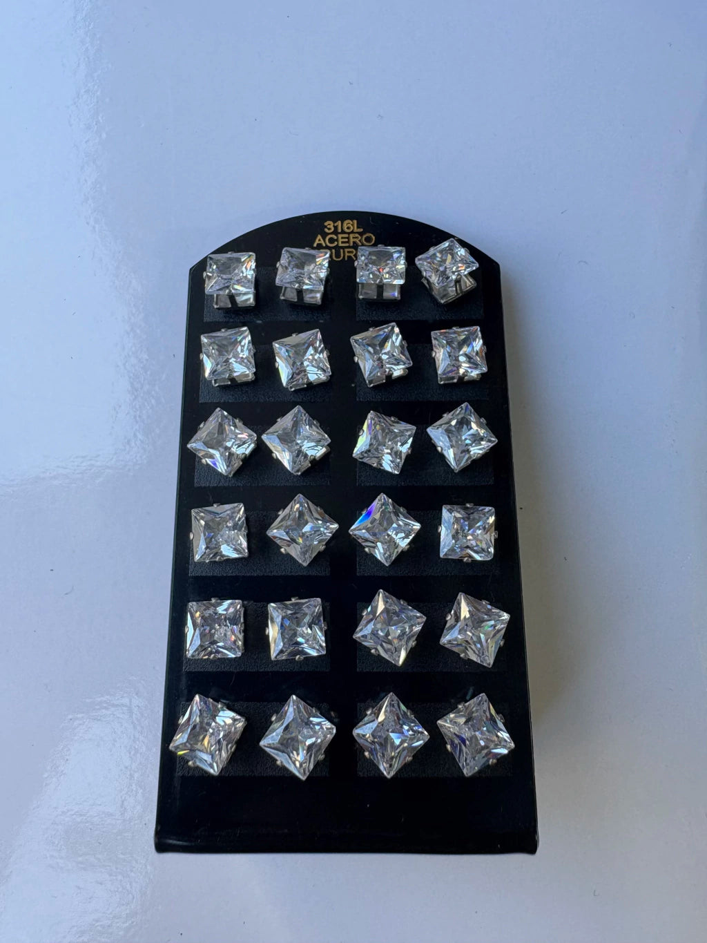 5D Aros de diamante acero plateado (7Mm)