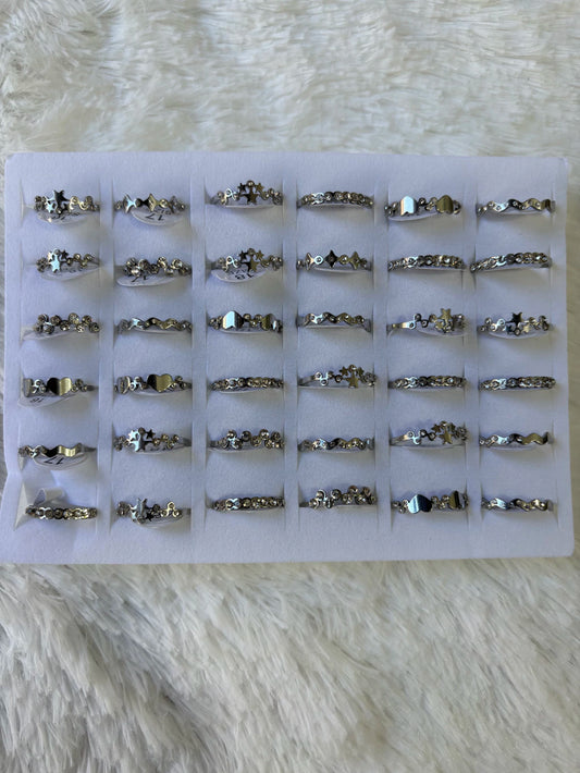 #877A anillos acero plateado