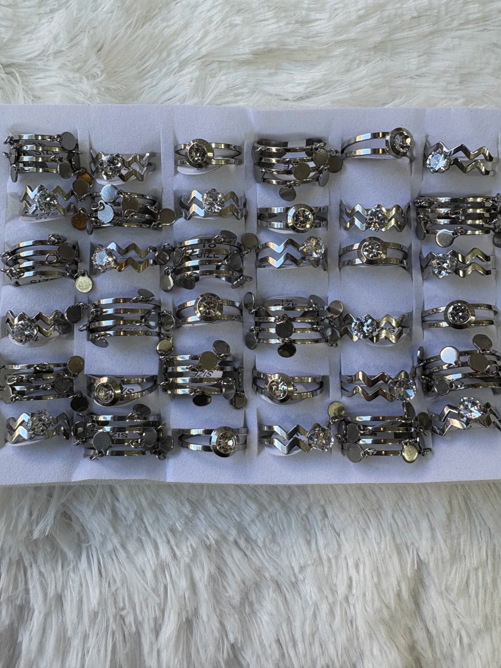 #736A anillos acero plateado