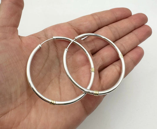 Aros Cubanos Gruesos Con Oro 53mm Diametro