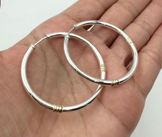 Aros Cubanos Gruesos Con Oro 44mm Diametro