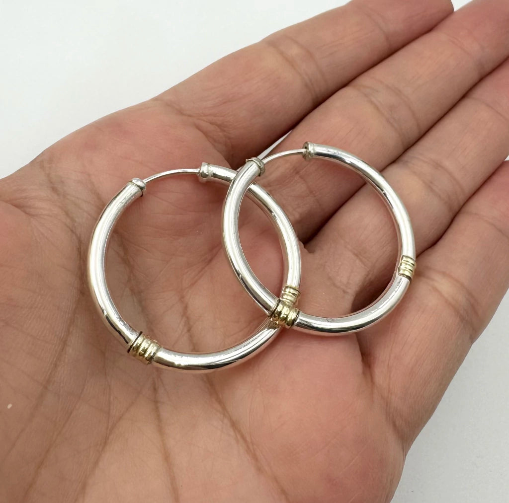 Aros Cubanos Gruesos Con Oro 33mm Diametro