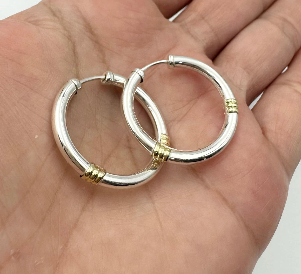 Aros Cubanos Gruesos Con Oro 27mm Diametro