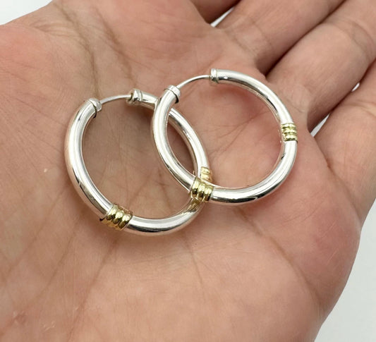 Aros Cubanos Gruesos Con Oro 27mm Diametro
