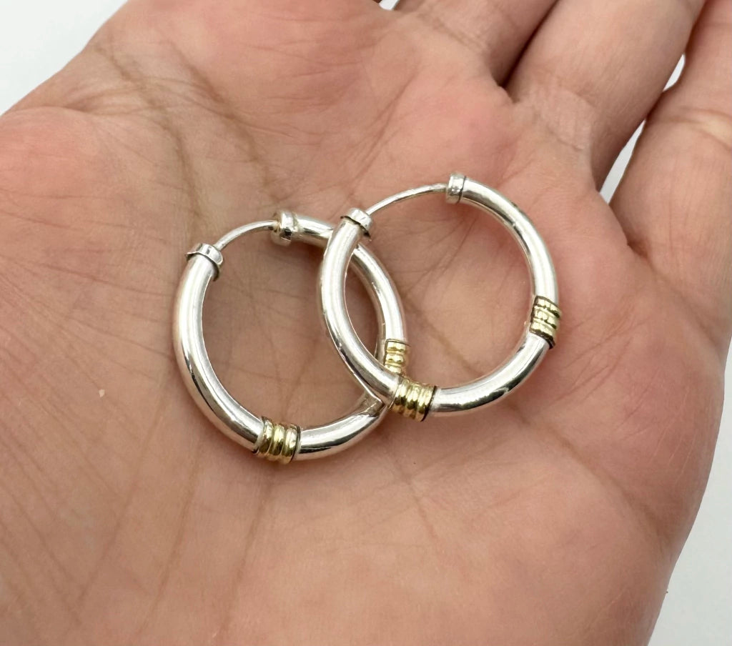 Aros Cubanos Gruesos Con Oro 24mm Diametro