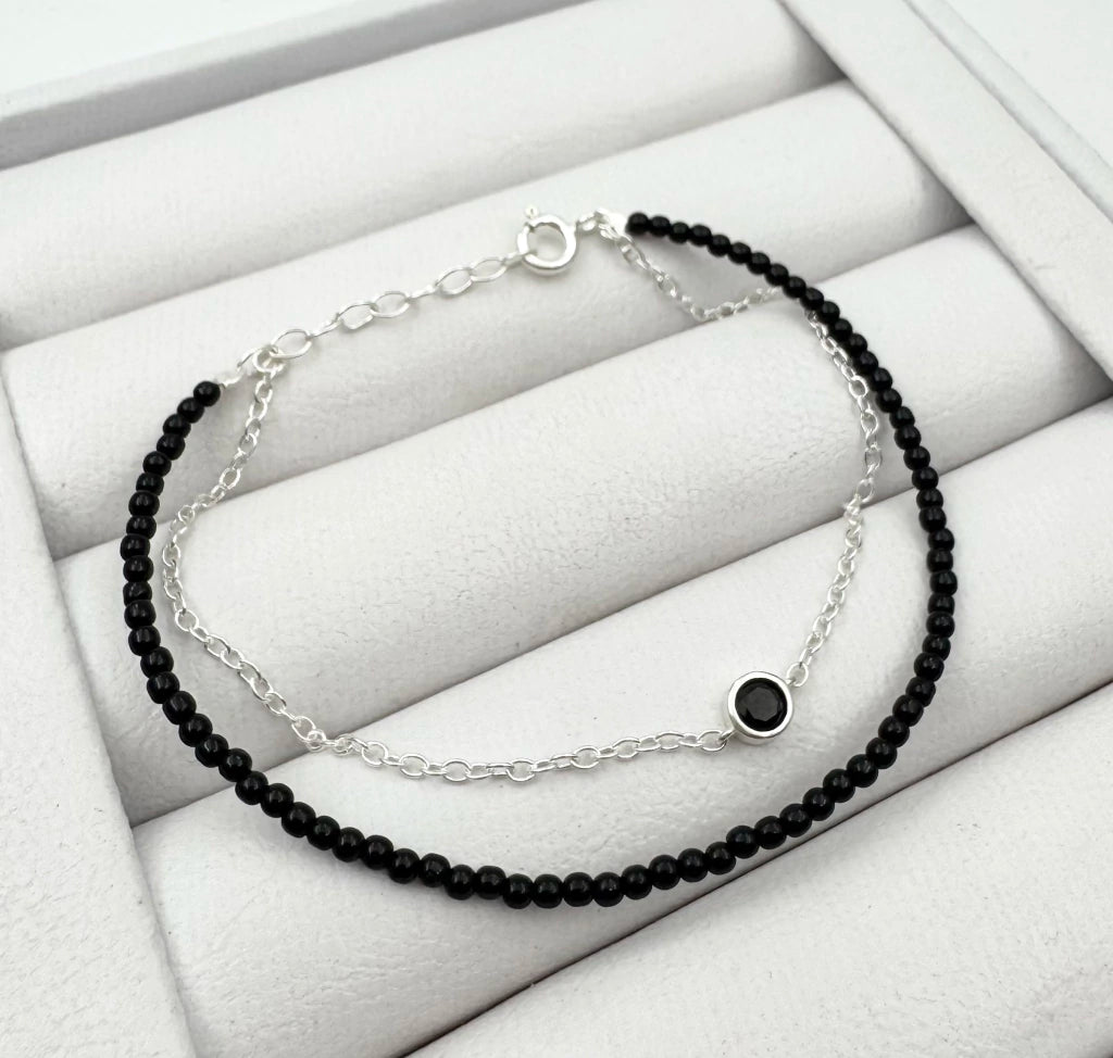 PULSERA DOBLE CADENA CON CRISTAL