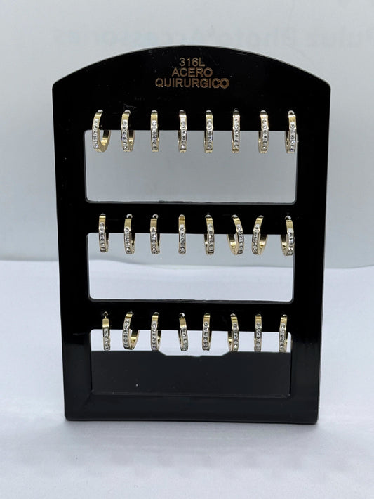 -166B argollas dorados con strass