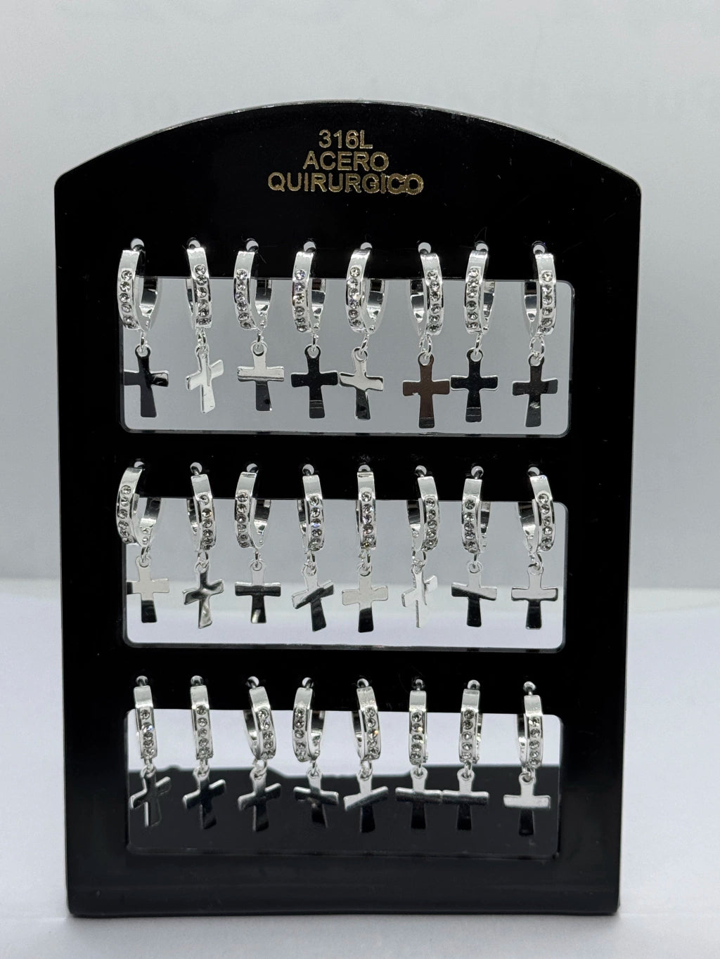 -137C cruz con strass y colgante acero blanco