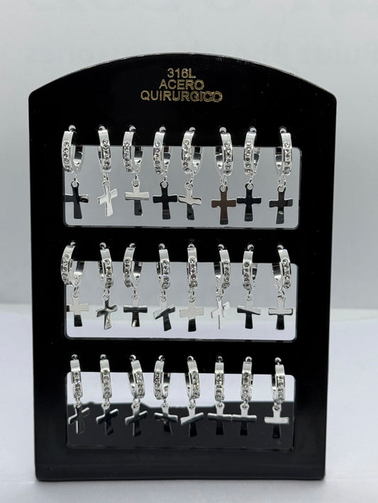 -137C cruz con strass y colgante acero blanco