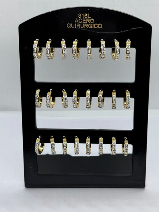 -167B aro cubana con strass dorado