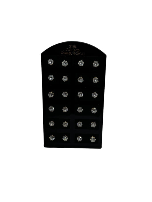5A Aritos acero dorado forma redonda con piedras 4mm