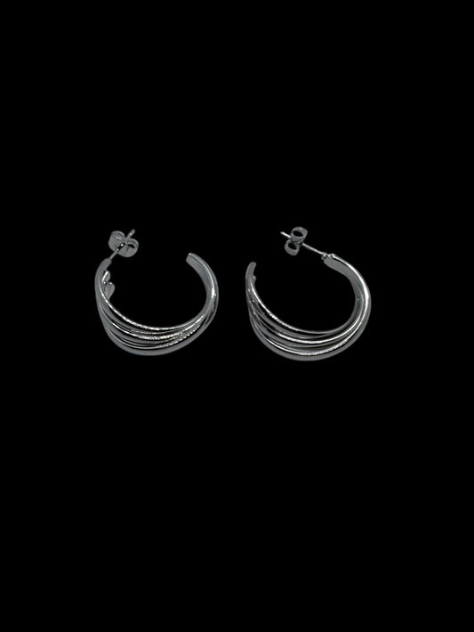 302-1 aros triples acero plateado docena