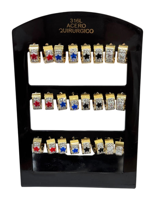 350B aros Cubana acero dorado x12