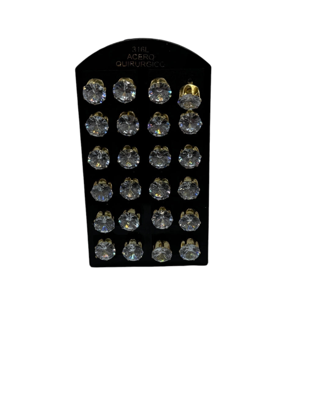 5E Aritos acero dorado forma redonda con piedras 8mm