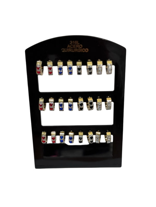 351B aros Cubana acero dorado x12