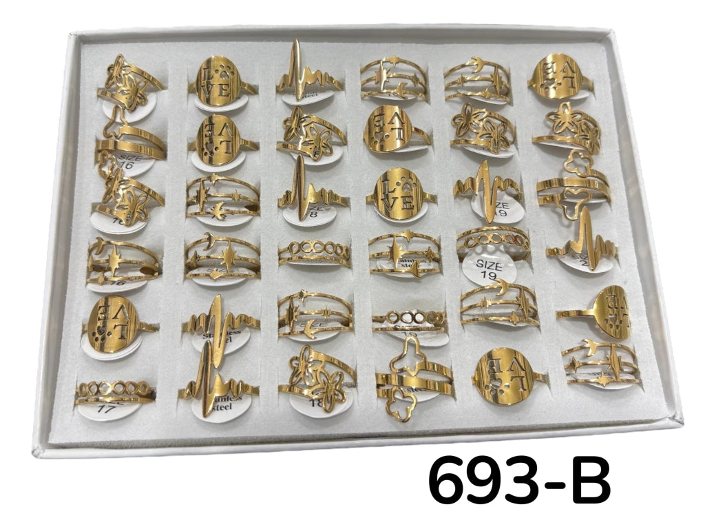 693-B anillos acero dorado x36