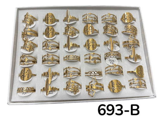 693-B anillos acero dorado x36