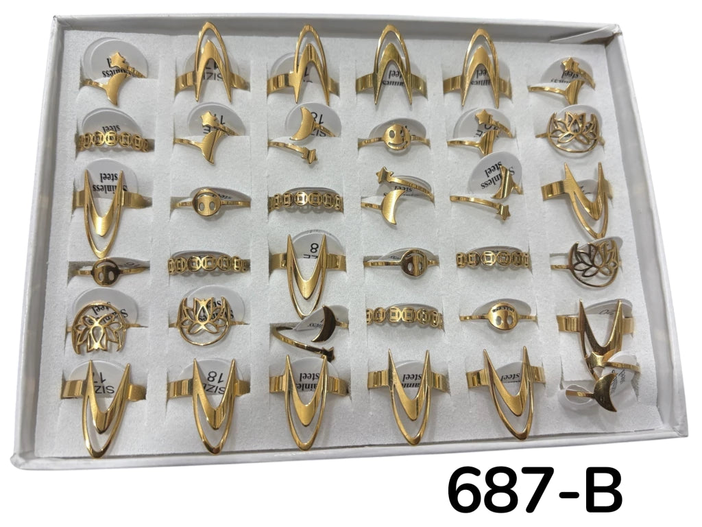 687-B anillo acero dorado x36