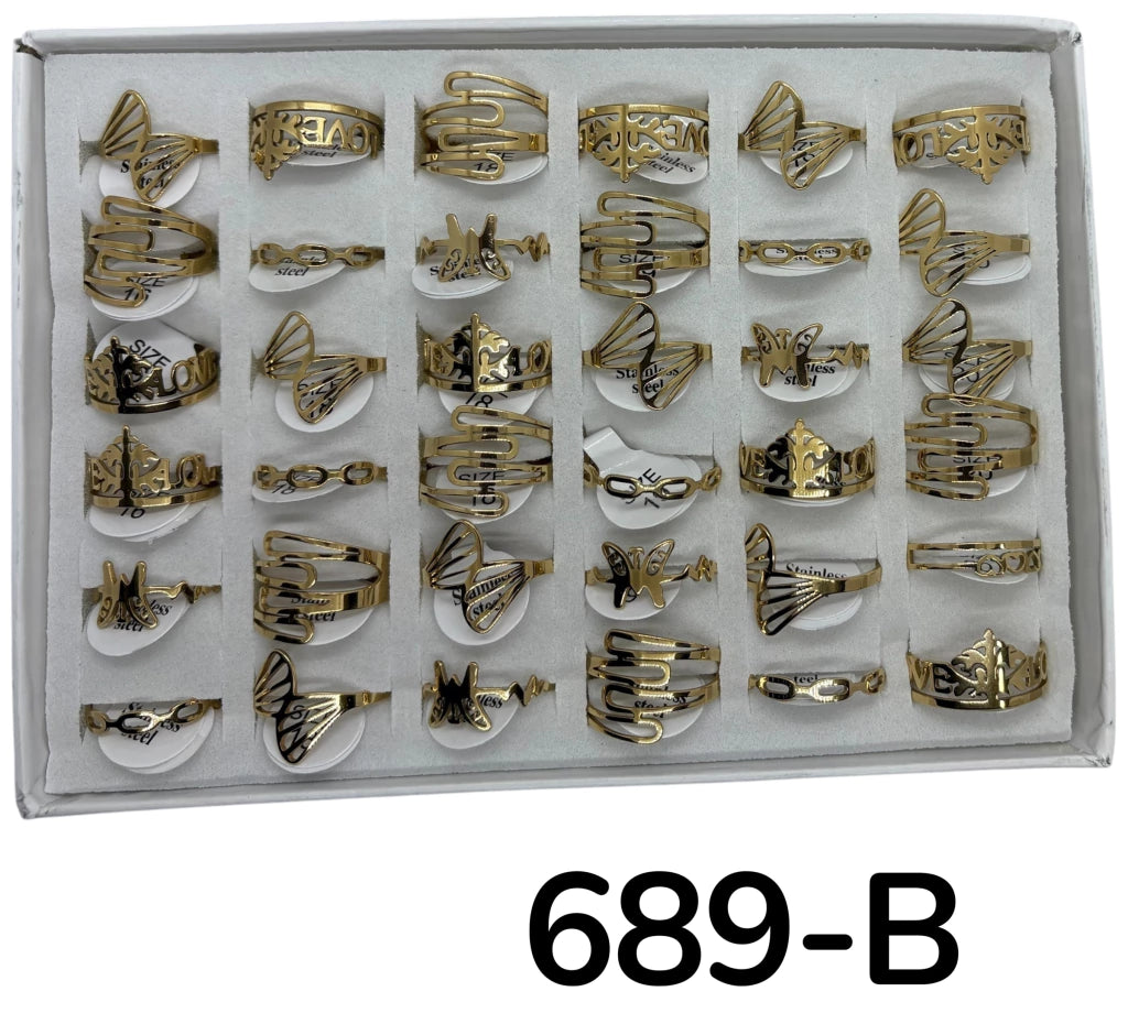 689-B anillo acero dorado x36