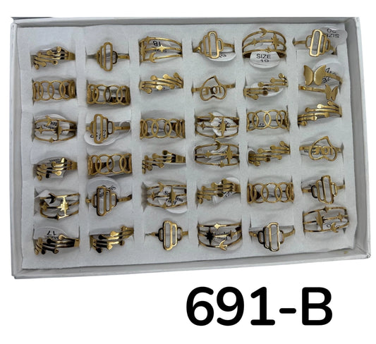 691-B anillo acero dorado x36