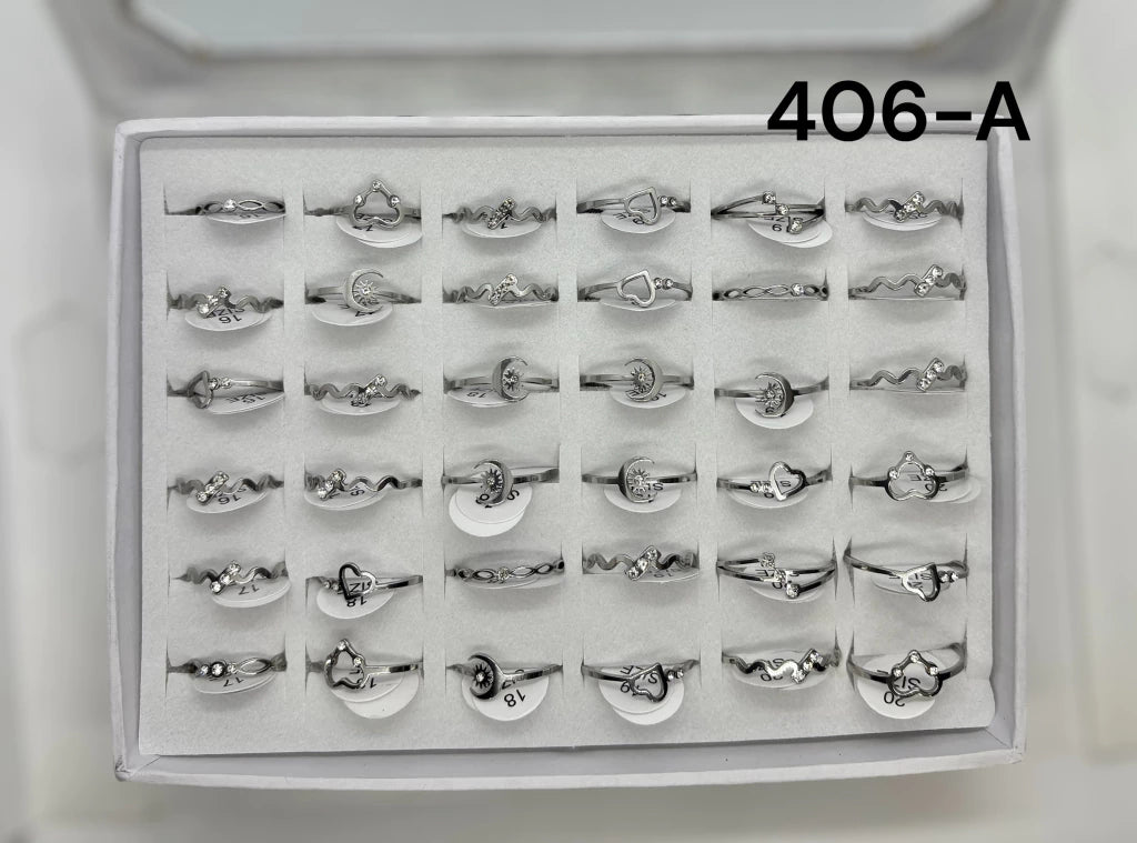 -406A anillo acero plateado x36