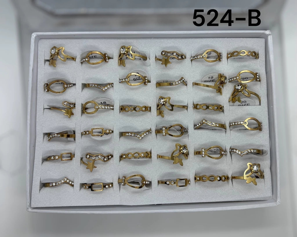 524-B anillo acero dorado x36