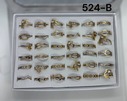 524-B anillo acero dorado x36