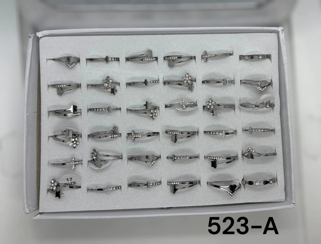 -523A anillo acero plateado x36