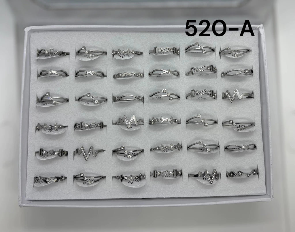 -520A anillo acero plateado x36