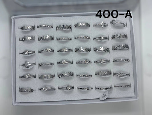 -400A anillo acero plateado x36