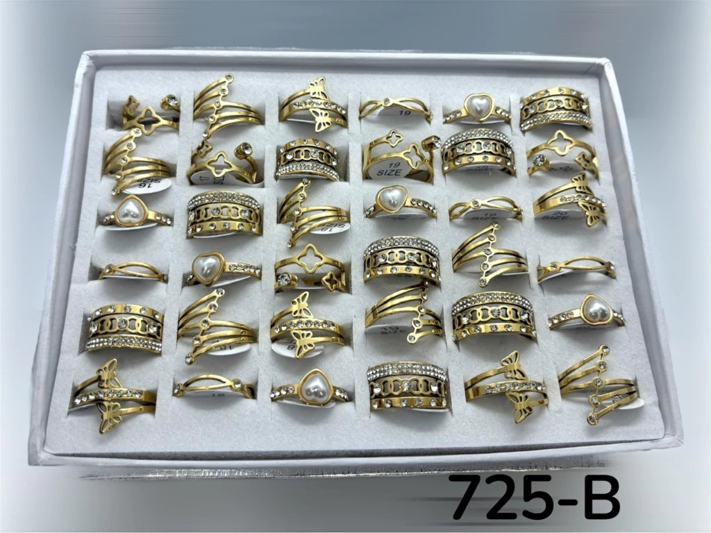 725-B anillos acero dorado