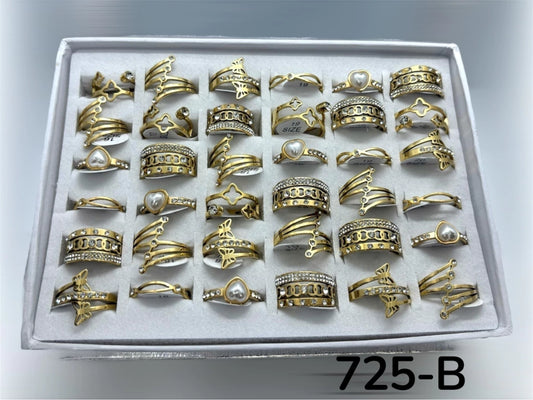 725-B anillos acero dorado