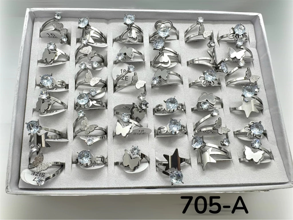 705-A anillos acero plateado