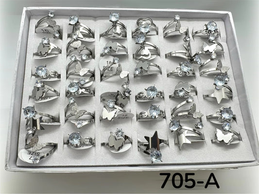705-A anillos acero plateado