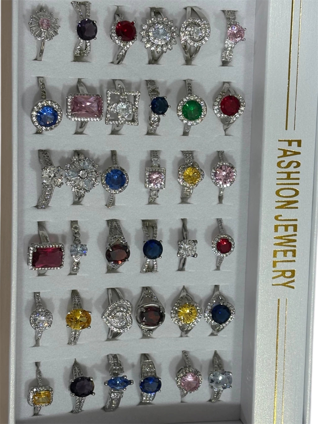 Anillos de acero plateado con strass